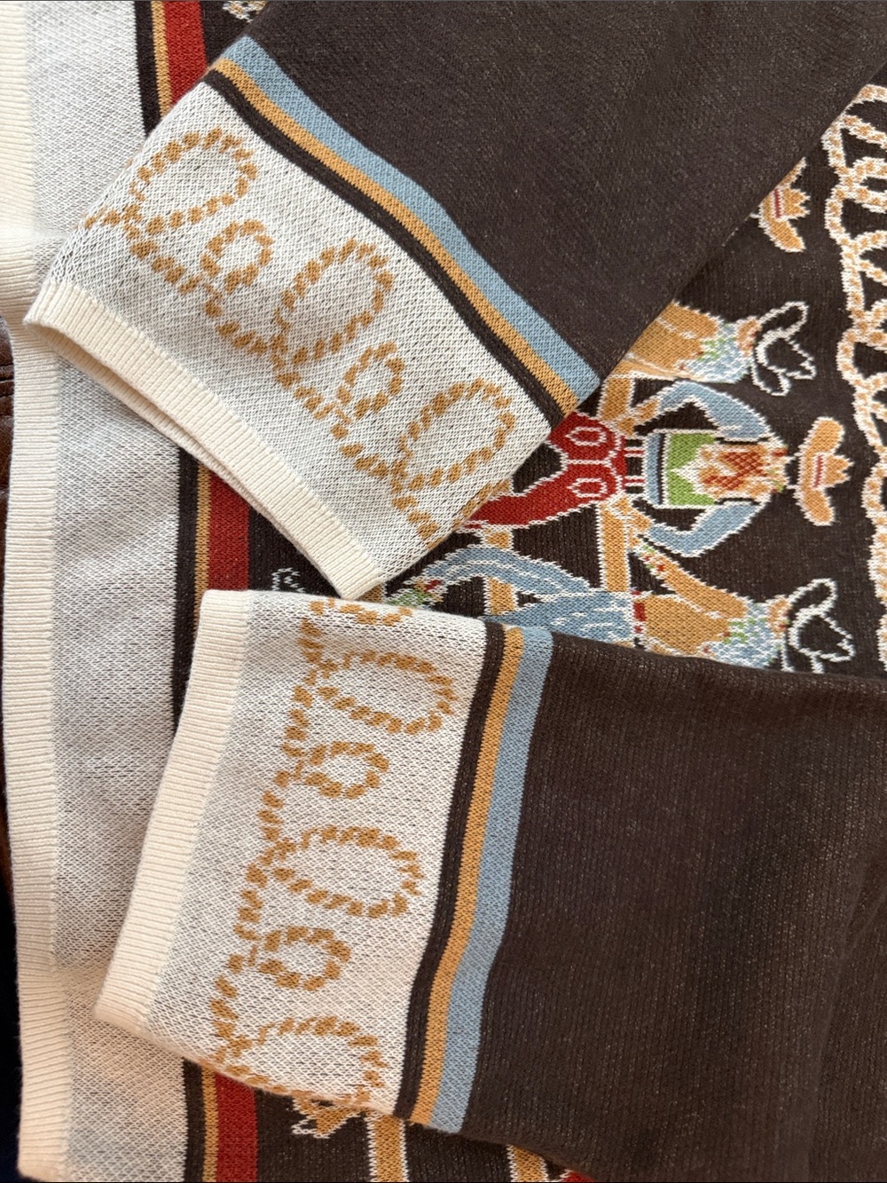 NWT Double D Ranch Brown with Cream Trim Western Cowboy Crewneck Sweater. 2X - Picture 14 of 14